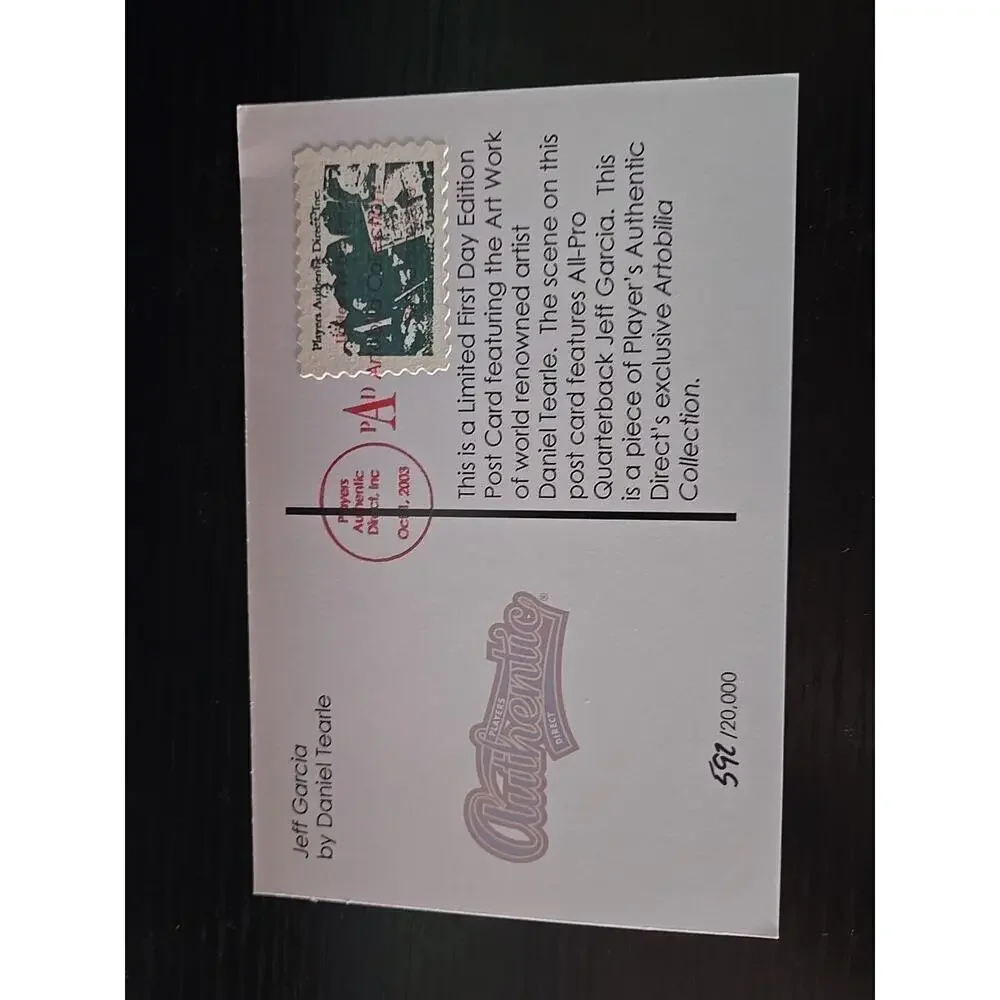 Postcard Jeff Garcia Daniel Tearle Players Authentic Direct NFL good for auto's